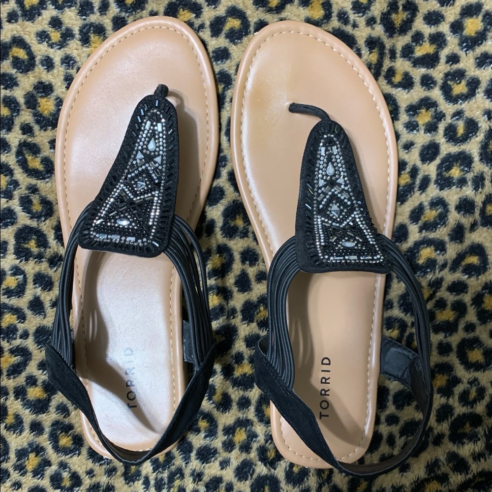 Black Sandals with Beading
